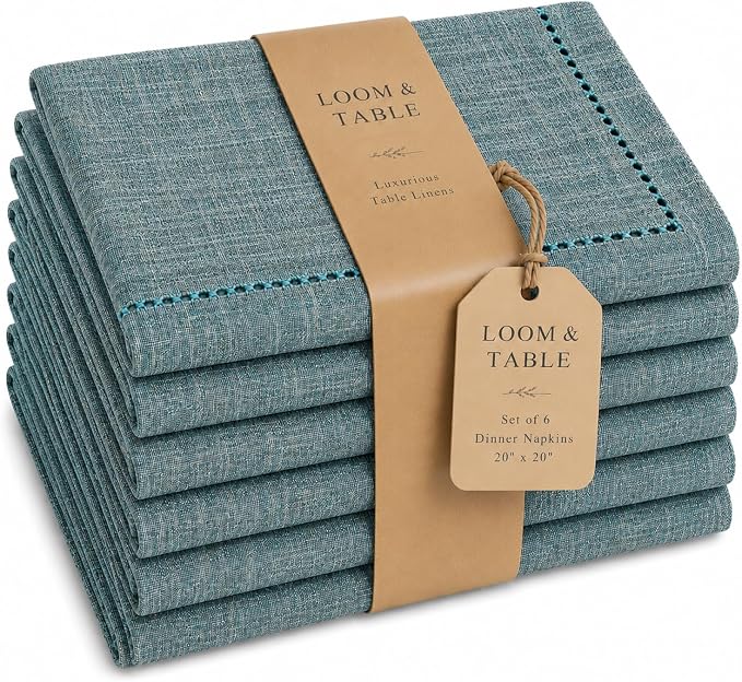 Maple Turquoise Napkins by Loom & Table – Elegant, Wrinkle-Resistant, Machine Washable – Luxury Napkin for Dining Room, Weddings, Dinner Parties, Holidays, Birthdays, or Everyday Use by LoomandTable