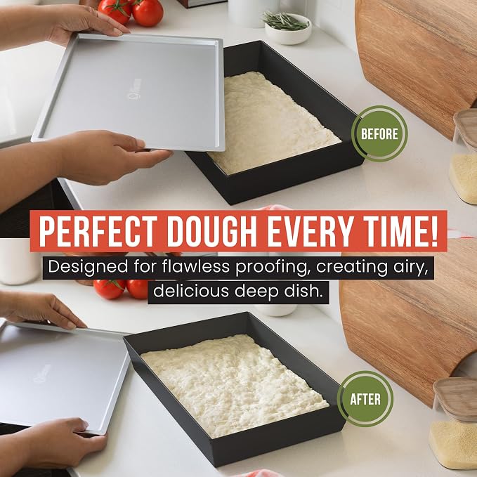 Chef Pomodoro Detroit Pizza Pan Lid, 10x14in, Anodized Aluminum, Lid Only | Lid Only, Pan Sold Separately; Fits Chef Pomodoro Detroit Pan Only; Retains Heat & Humidity, Prevents Drying, Stackable - Image 5
