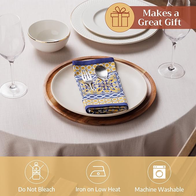 Maison d' Hermine Cloth Napkins Set of 4 Reusable 100% Cotton (18" x 18") | Everyday Square Napkins Cloth Washable Dinner Party Wedding Restaurant Hotel Kitchen Spring Summer - Ceramic - Image 4