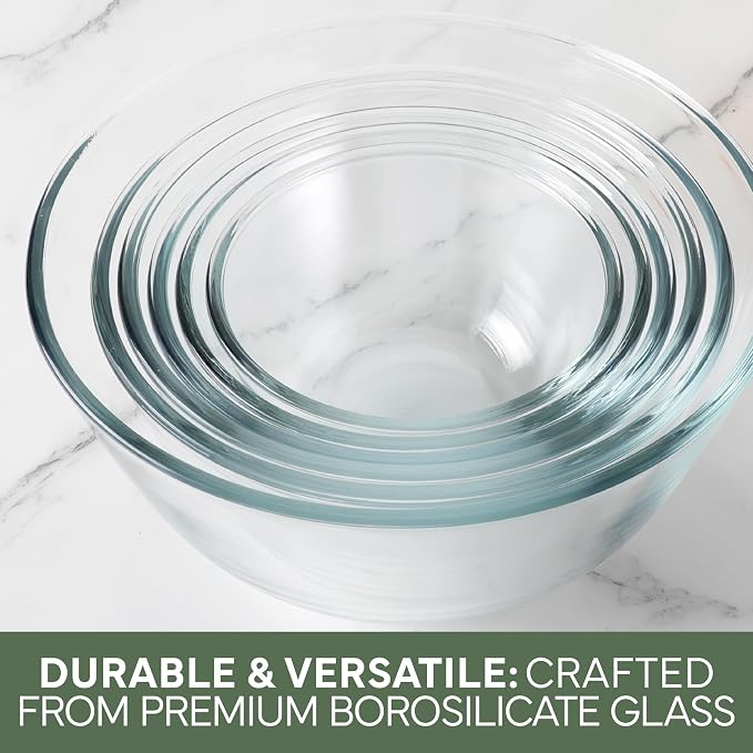 COOK WITH COLOR 12 Pc Glass Mixing Bowl Set with Lids – Borosilicate Glass Nesting Bowls for Cooking, Baking and Meal Prep, Multicolor - Image 7