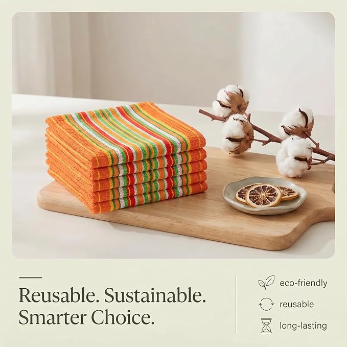 Urban Villa Kitchen Towels Cotton Dish Towels 20”x30” (Set of 6) Orange - Image 8