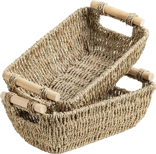 Storageworks Small Baskets For Shelf, Seagrass Woven Basket For Gifts by StorageWorks