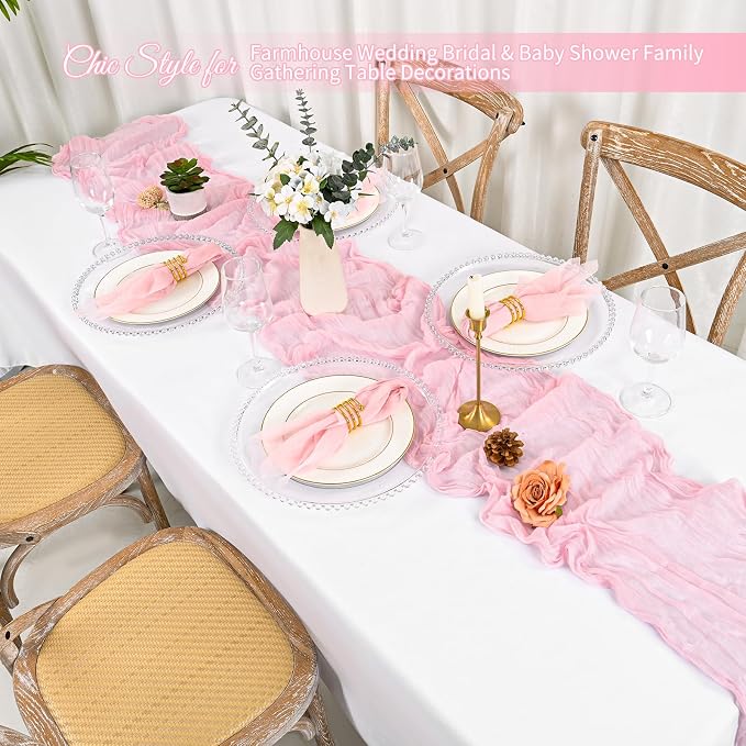 100 Pack Pink Cloth Napkins 20x20 Inch Cheesecloth Napkins | Elegant Cloth Napkins for Table, Washable Rustic Boho Gauze Napkins, for Wedding Party Bridal Baby Shower Dinner Table Decor - Image 4