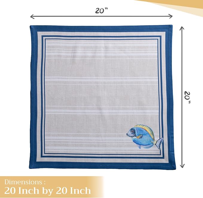 Maison d' Hermine Cloth Napkins Set of 4 Reusable 100% Cotton (20" x 20") | Everyday Square Napkins Cloth Washable Dinner Party Wedding Restaurant Hotel Kitchen Spring Summer - Poisson - Image 4