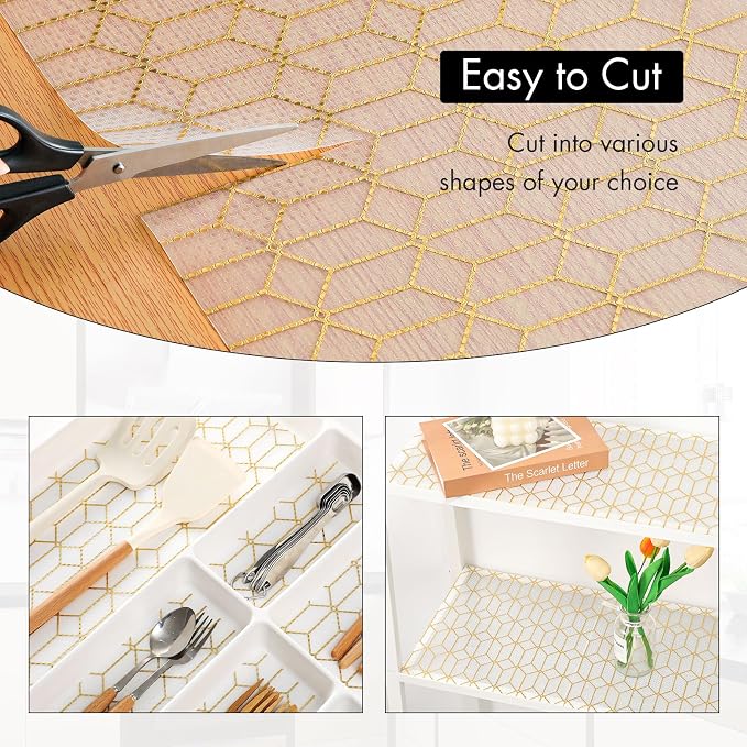 Cooyes Shelf and Drawer Liners for Kitchen Cabinets, Non Adhesive Cabinet Liner, EVA Waterproof Durable Non-Slip Drawer Mats for Shelves, Fridge, Storage, Kitchen Cupboards – Modern Pattern - Image 4