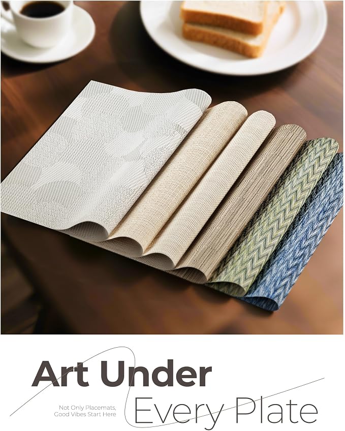 Leetaltree Light Brown Placemats Set of 24 - Heat Resistant Non-Slip Place mats for Dining Table, Washable Durable PVC Vinyl Woven Table Mats(Light Brown, 24) - Image 7