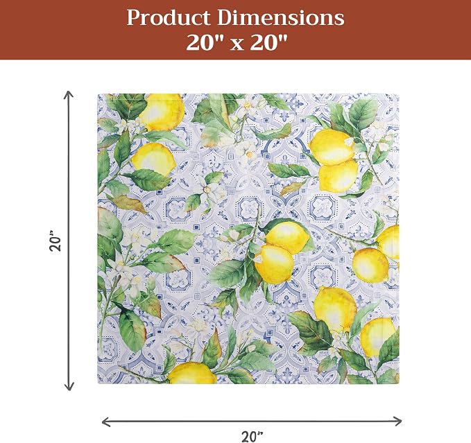 Maison d' Hermine Cloth Napkins Set of 4 Reusable 100% Cotton (20" x 20") | Everyday Square Napkins Cloth Washable Dinner Party Wedding Restaurant Hotel Kitchen Spring Summer - Citrus - Image 7
