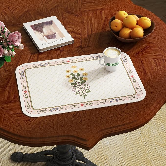 Vinyl Waterproof Placemats Set of 6 Rectangular,12"*17"-Bertina B | Wipeable Beautiful Print Place Mats,Stain Resistant,Heat Resistant,Everyday Meals,Kitchen,Dinning,Holiday,Decor - Image 2