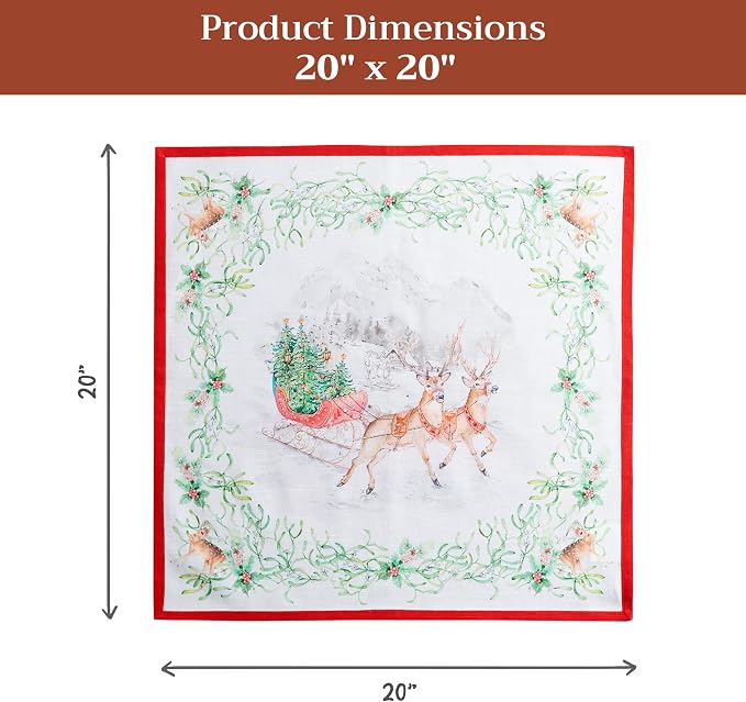 Maison d' Hermine Cloth Napkins Set of 4 Reusable 100% Cotton (20" x 20") | Everyday Square Napkins Cloth Washable Dinner Wedding Restaurant Hotel Kitchen Thanksgiving Christmas - Christmas Tradition - Image 7