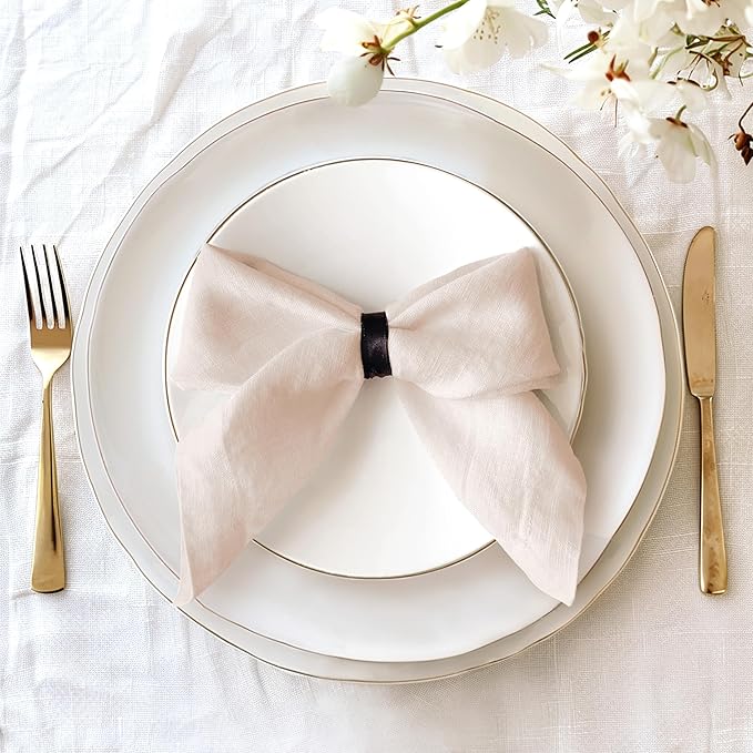 100% Linen Dinner Napkins 20x20 Inch,Soft and Breathable French Flax Cloth Napkins,Stone Washed Set of 4(Blush Pink) by LLinenWorld