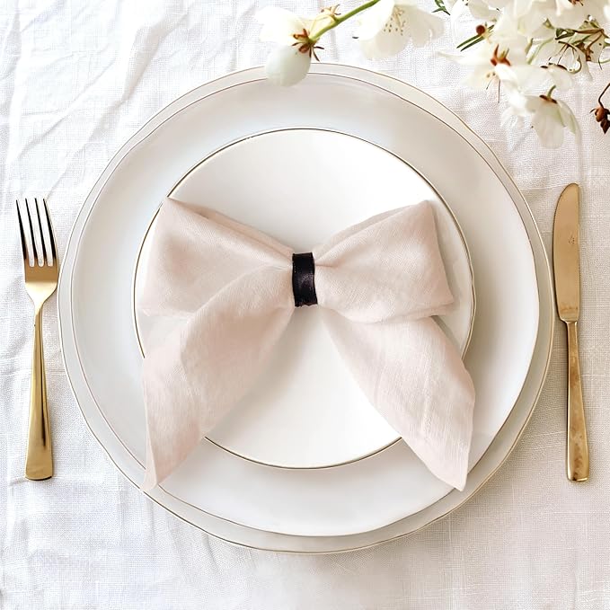 100% Linen Dinner Napkins 20x20 Inch,Soft and Breathable French Flax Cloth Napkins,Stone Washed Set of 4(Blush Pink) by LLinenWorld