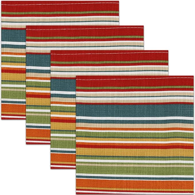 Ruvanti Cloth Napkins Set of 6, 18x18 Inches, 100% Cotton, Washable, Soft & Absorbent, Perfect for Wedding, Christmas, ‎Thanksgiving Dinners - Multi Stripes - Image 7