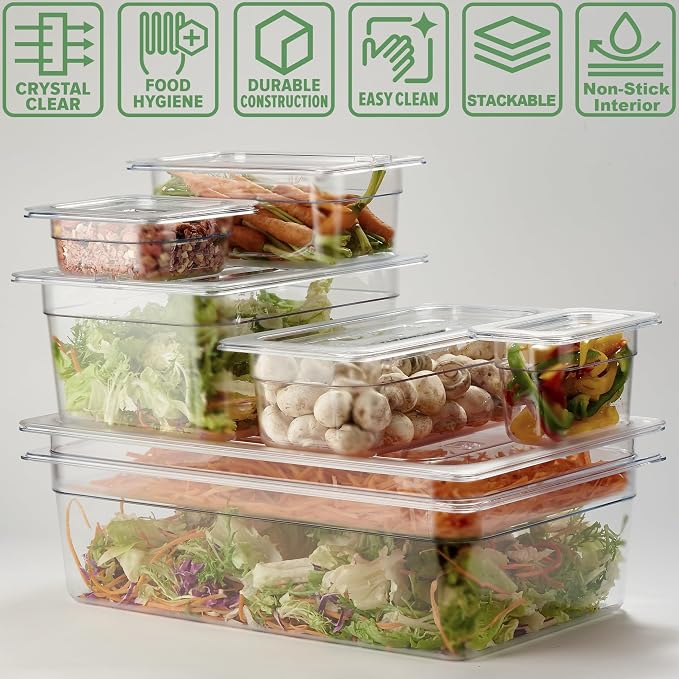Commercial Spice Rack Set, NSF Certified, Polycarbonate Inclined Organizer Shelf with 3 1/6 6" Pan(9.6 Cup), Countertop Holder for Seasoning Topping, Freezer Safe - Image 7