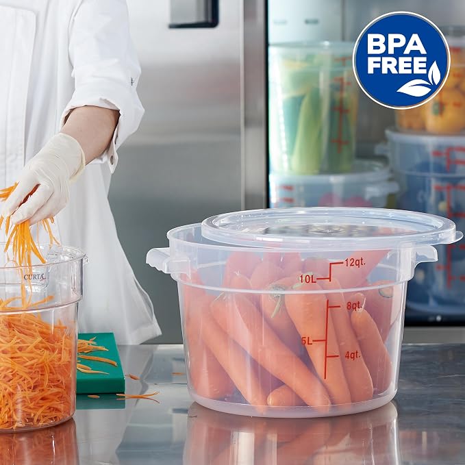 12 Quart Translucent Round Food Storage Container with Lid, Pack of 4 – NSF Listed, BPA-Free, Commercial-Grade Polypropylene, Freezer & Dishwasher Safe, Non-Stick, Easy-Read Graduations - Image 4