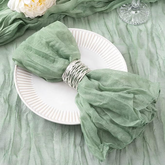 DeZerlor Sage Green Washable Cheesecloth Napkins Set of 50 for Party | Reusable Summer Cloth Napkins Bulk, for Wedding Bridal Baby Shower Dinner Cocktail Birthday Home, 21x21 Inches by DeZerlor