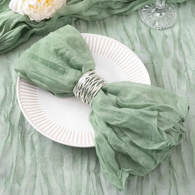 DeZerlor Sage Green Washable Cheesecloth Napkins Set of 30 for Party | Reusable Summer Cloth Napkins Bulk, for Wedding Bridal Baby Shower Dinner Cocktail Birthday Home, 21x21 Inches by DeZerlor