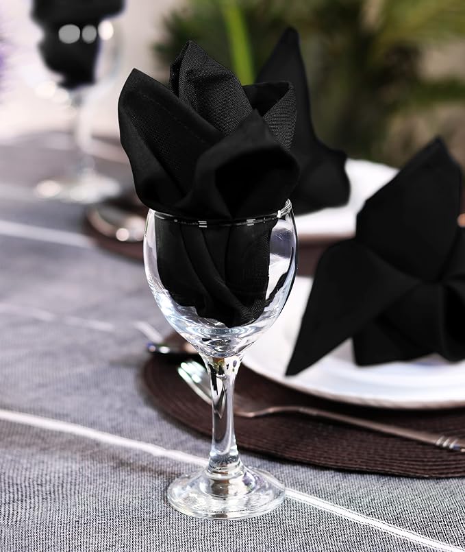 Utopia Home [12 Pack, Black] Cloth Napkins 17x17 Inches, 100% Polyester | Hemmed Edges, Washable and Reusable Ideal for Parties, Weddings and Dinners - Image 5