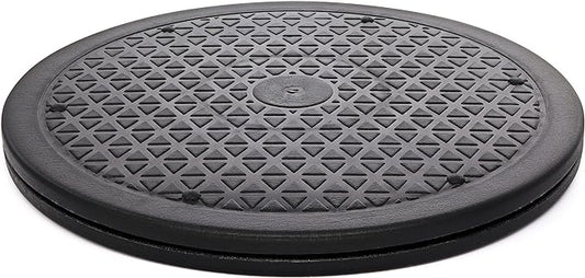 12 Inch Lazy Susan Turntable Organizer, Non Skid Large Lazy Susan Turntable for Cabinet, Computer or Laptop, Plastic Turn Table, Black, 1 PC by RamPro