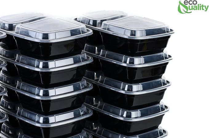 Meal Prep Containers, [150Pack][32oz] 2 Compartment with Lids, Reusable Bento Box, Food Storage Containers | BPA Free | Stackable | Lunch Boxes, Microwave/Dishwasher/Freezer Safe - Image 8