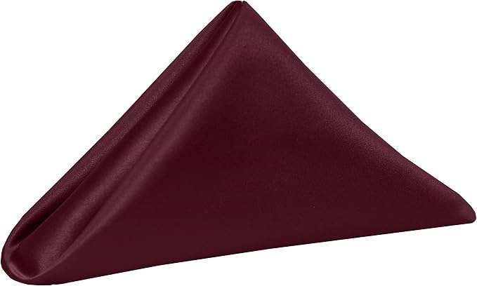 17x17-Inch Square Satin Cloth Napkins, Burgundy, Set of 60 by UltimateTextile