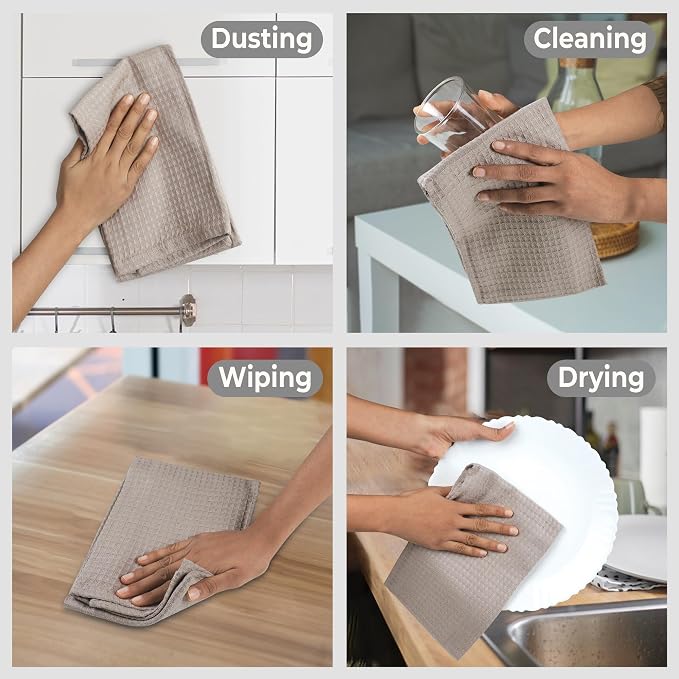 Urban Villa Kitchen Towels Cotton Dish Towels 20”x30” (Set of 6) Tan - Image 4