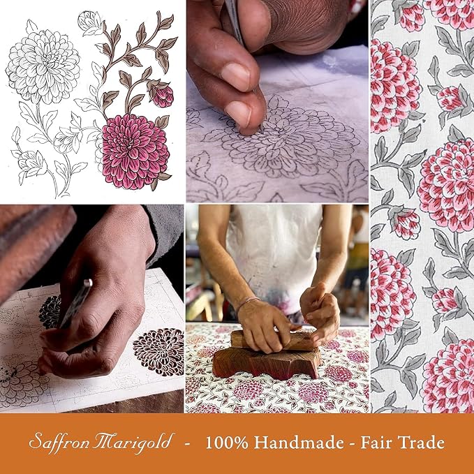 100% Red Cotton Dinner Napkins, Set of 6, Hand Printed Spice Route Design, Fair Trade, Washable Cloth Napkins for Parties & Cocktails 20x20 in - Image 7