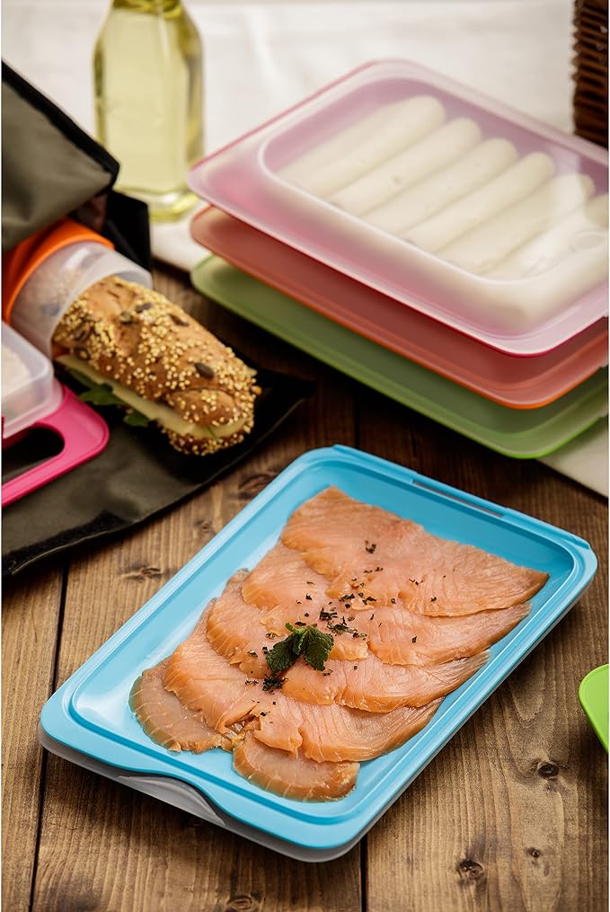 TATAY Cold Cuts Container Standard 17x3.2x25.2 cm BPA-Free Fridge Storage | Cold Cuts Container | Dishwasher Safe | Microwave Safe | Freezer Safe | Stackable Design | Removable Lid | 1 Unit, Blue - Image 4