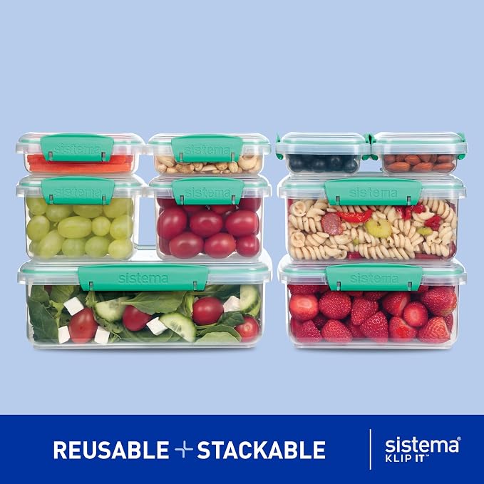 Sistema KLIP IT Storage Containers, Airtight and Stackable Food Storage Containers with Lids, Lunch Boxes and Snack Boxes, BPA-Free, 18 Pieces (9 Cans and Lids) - Image 4