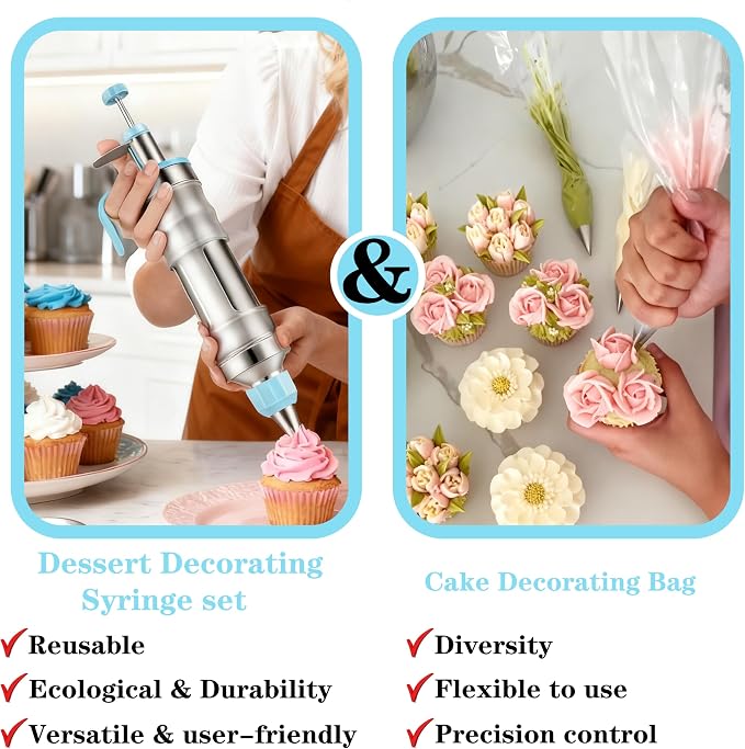 Gawren-H&E 208PCS Cake Decorating Kit with Icing Dispenser Gun for Beginner | Cake Decorating Supplies with Frosting Piping Kit,Piping Bags and Tips Set,Spatulas,Chocolate Moulds and more-Baking Supplies - Image 5