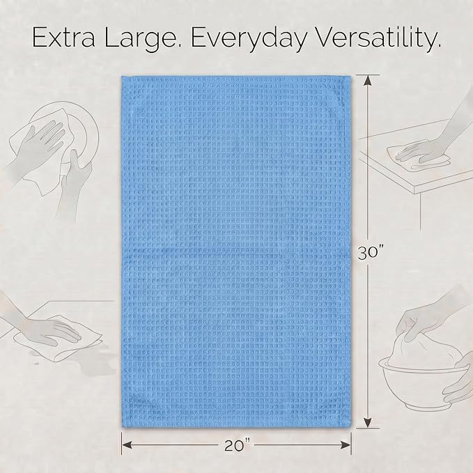 Urban Villa Kitchen Towels Cotton Dish Towels 20”x30” (Set of 6) Sky Blue - Image 3