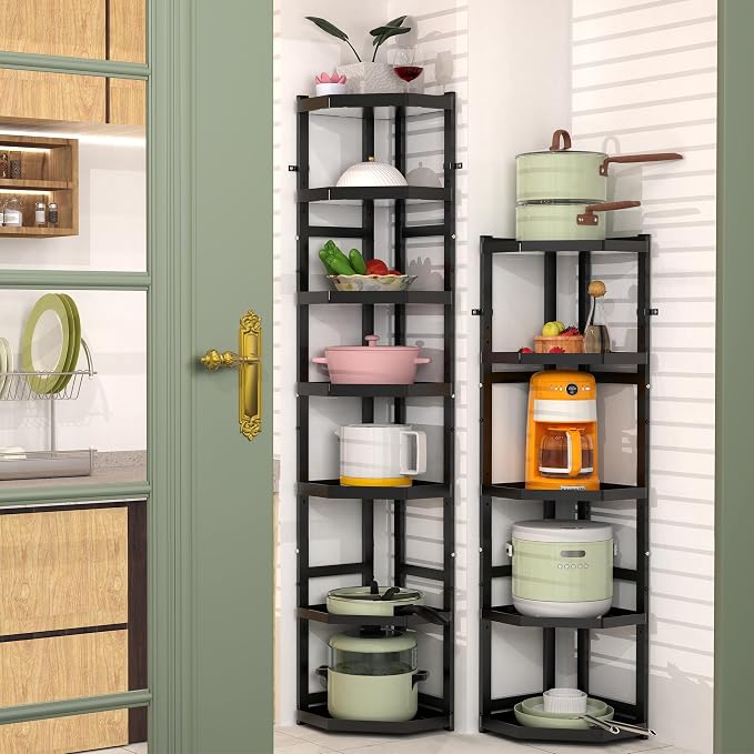 7-Tier Multifunctional Adjustable Pan & Pot Rack for Kitchen, Pan Organizer, Pot Organizer Organization & Storage, Pot Lid Organizer (Corner 7-tier wall mount) - Image 6
