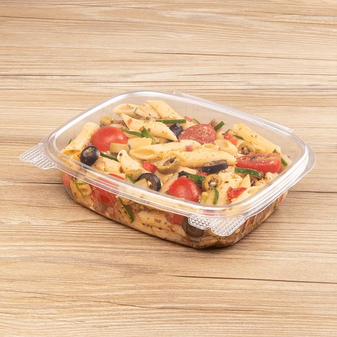 Karat 24oz - 200 ct PET Clamshell Square Deli Containers - For Pasta Salads, Fruit, Deli Sides, and Home Meal Prep - Clear Plastic Food Containers I 7.26"x6.2"x2.05" - Image 3