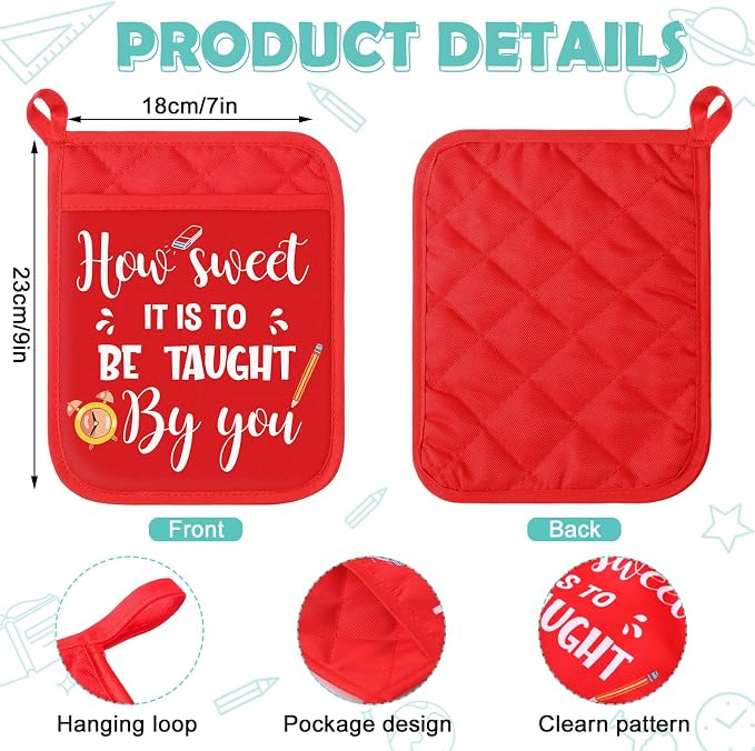 Yaomiao 24 Pcs Teacher Appreciation Pot Holders with Silicone Spatula Set Silicone Spatula Set with Wooden Handles Pot Holders Thank You Teacher Kitchen Utensils Baking Gifts for Teacher's Day - Image 3