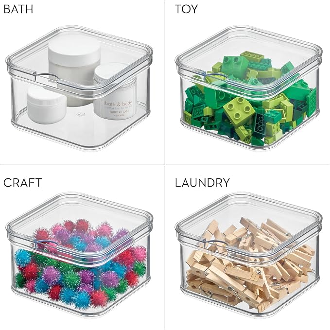 iDesign Stackable Fridge Organizer Bins with Lids for Fresh Produce - Set of 6 - Clear - Image 4