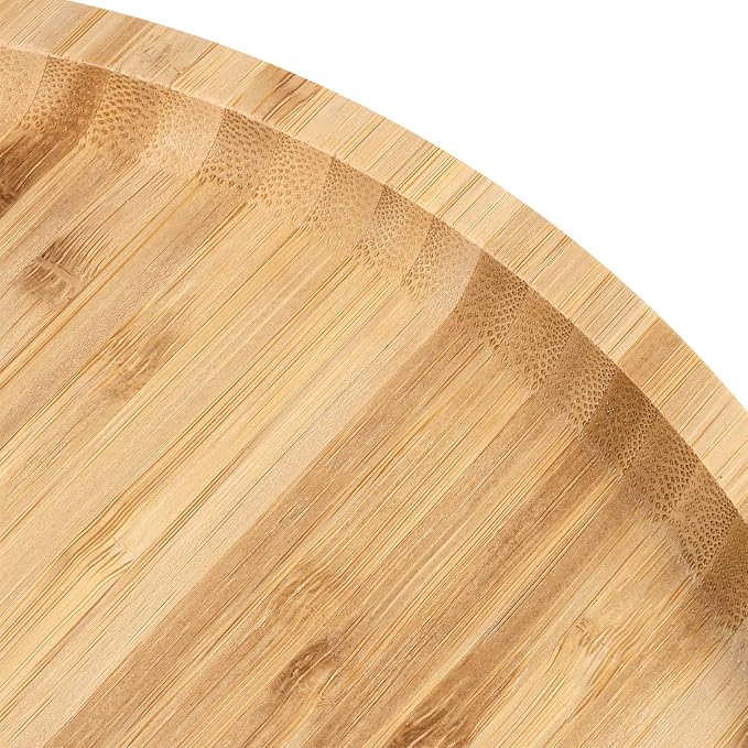 JOIKIT 5 Pack 8 Inch 20cm Bamboo Round Platter, Fine Polished Round Wood Plates Bamboo Serving Tray for Holding Fruit, Bread, Cheese, Nut, Coffee, Tea, Plant Saucer - Image 3