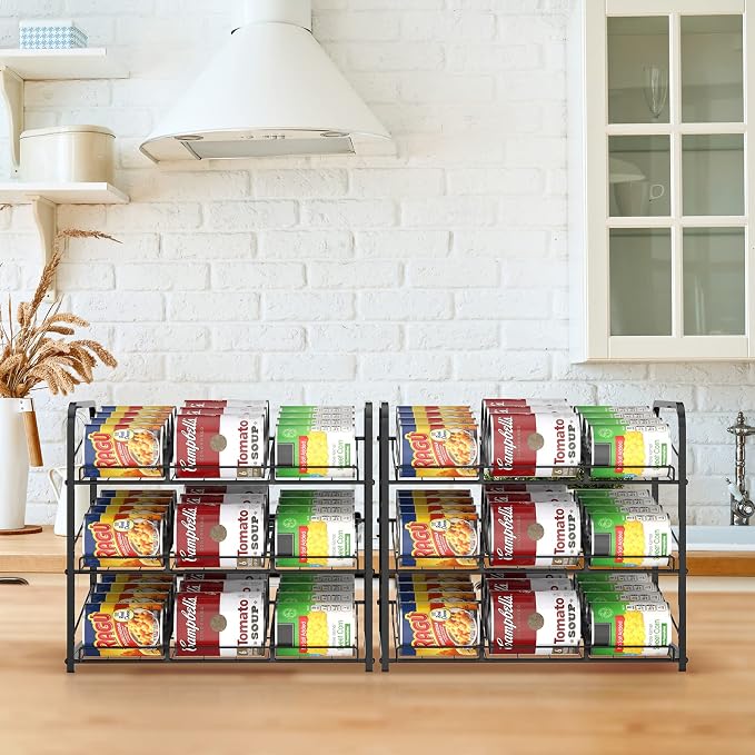 BTY Can Organizer for Pantry Stackable 2 Pack, Can Storage Organizer Rack Stacking Can Dispensers Small Space Holds up to 36 Cans for Pantry, Kitchen, Cabinet Black - Image 6