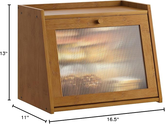 GHWIE Large Bread Box, Easy Access & Cleaning - Bamboo Bread Box for Kitchen Countertop with Acrylic Door (Coffee, Large) - Image 6