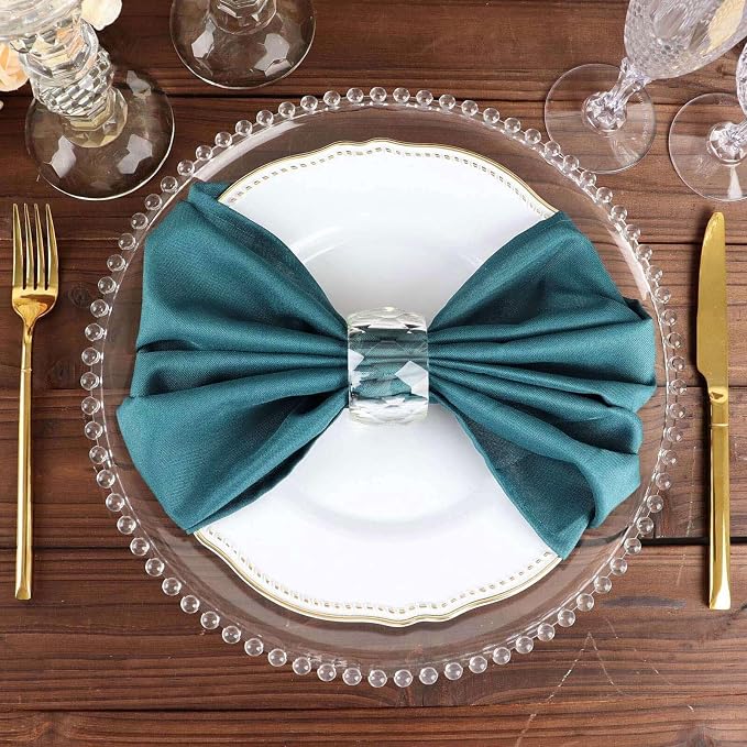 Efavormart Premium Cloth Napkins Set of 10, 20x20 Inch Peacock Teal Green Seamless Dinner Napkins, Washable Linen Table Napkin Cloth with Hemmed Edges for Weddings, Party and Banquet - Image 5