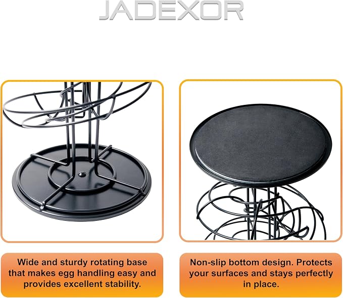 Egg Holder – Black Metal Spiral Egg Skelter with 360° Free-Rotating Spiral, Wide Stable Base, Countertop Egg Organizer - Image 4