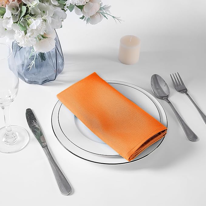 Bailarina Cloth Napkins Set of 80,17x17 inches Dinner Napkins Cloth Washable,Polyester Square Table Cloth Napkin Bulk with Hemmed Edges Ideal for Banquets, Parties and Weddings-Orange - Image 3