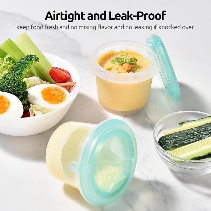 U-Taste Silicone Container with Lids, Kitchen Meal Prep Food Storage, 4oz*2 | Food Grade Liquid Silicone, Leak-Proof Airtight Lid, Meal Prep Lunch Box, Freezer & Microwave Safe, Clear Date Marking Circle - Image 4