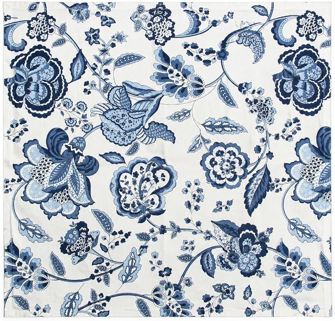 Premium Cotton Cloth Napkins Set of 4, 18x18 Inch Reusable Dinner Napkins, Soft Washable Oversized Fabric Napkins for Dining Table, Weddings, Parties & Everyday Use, Blue Floral - Image 4