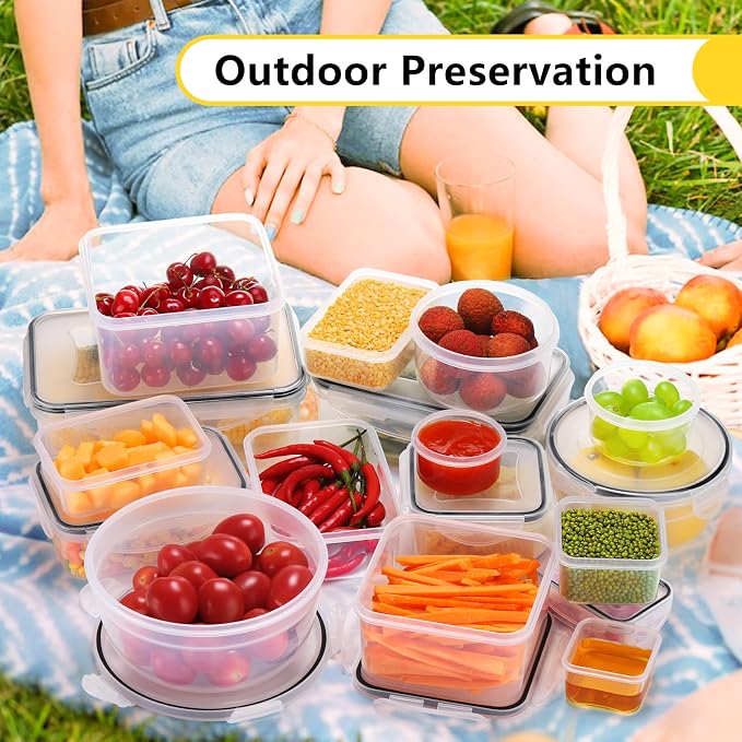 34 PCS Food Storage Containers Set with Airtight Lids (17 Lids &17 Containers) - BPA-Free Plastic Food Container for Kitchen Storage Organization, Fruit Meal-prep Containers with Labels & Marker - Image 7
