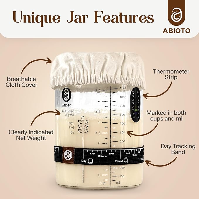 Sourdough Starter Kit with 9" Round & 10" Oval Bannetons, 40oz Starter Jar, and Sourdough Bread Baking Supplies Including Lame, Whisk, Scrapers, Slings, Mat, Silicone Spatula & Cloth Covers - Image 4