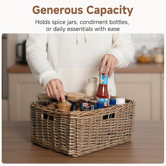 StorageWorks Pantry Baskets, Willow Storage Baskets for Organizing, Shelves, Pantry Organizers and Storage, Brown, 16 ½"L x 13" W x 7 ½"H - Image 4