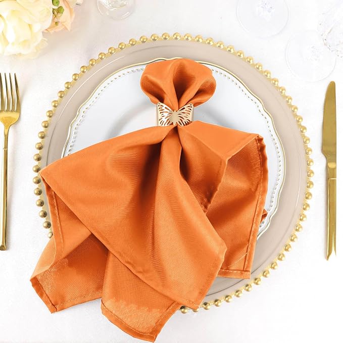Efavormart Premium Cloth Napkins Set of 25, 20x20 Inch Orange Seamless Dinner Napkins, Washable Linen Table Napkin Cloth with Hemmed Edges for Weddings, Party and Banquet by efavormart