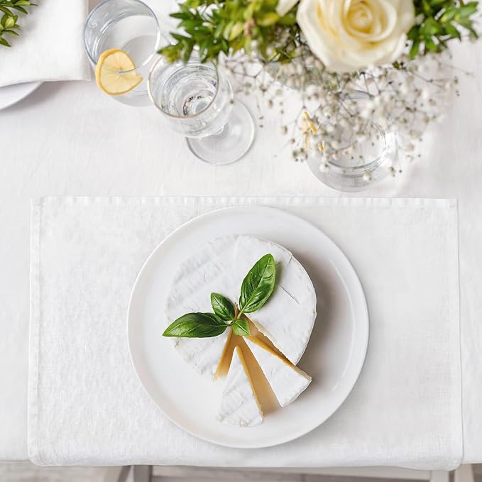 Linen Placemats 14x19Inch Set of 4,100% Linen Placemats Natural Rustic Tablemats for Easter,Mother's Day,Summer,Handcrafted from European Flax(White) - Image 2