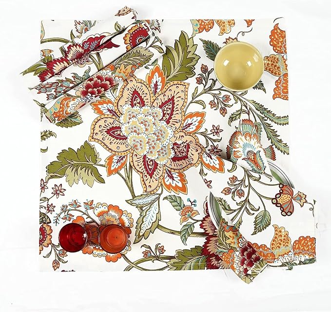 Cotton Cloth Napkins Natural Reusable Fall Dinner Napkins Reusable Machine Washable Fabric for Events, Gift, Home Decor - Kaveri, 20x20 Inches (Pack of 12) - Image 3
