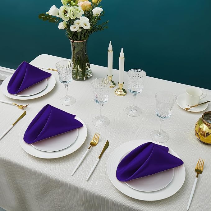 MDS® Pack of 25 Satin Napkins 12 x 12 Inch, Soft Silky Reusable Cloth Dinner Table Napkins for Wedding Décor, Reception, Birthday, Parties, Banquets, Catering, Restaurants & Hotel - Purple - Image 2