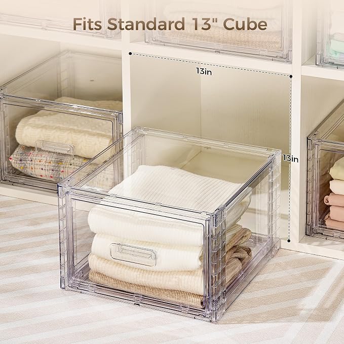 Vtopmart 2 Pack Clear Stackable Storage Drawers 15QT | Easily Assemble Closet Organizers,Plastic Storage Bins for Bathroom,Cabinet,Kitchen Pantry,Under Sink Organization(Medium) - Image 7